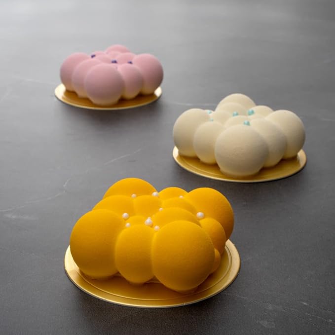 Restaurantware Pastry Tek 6 Cavity Cloud Molds, 10 Oven-Ready Bubble Cake Molds - Flexible, Freezable, White Silicone, Easy Release, For Baking