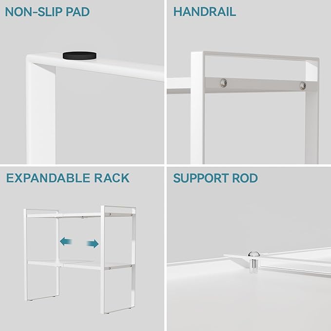 Cabinet Shelf Expandable Height Adjustable Organizer Riser for Kitchen Cabinet Pantry Cupboard Under Sink Countertop Organization