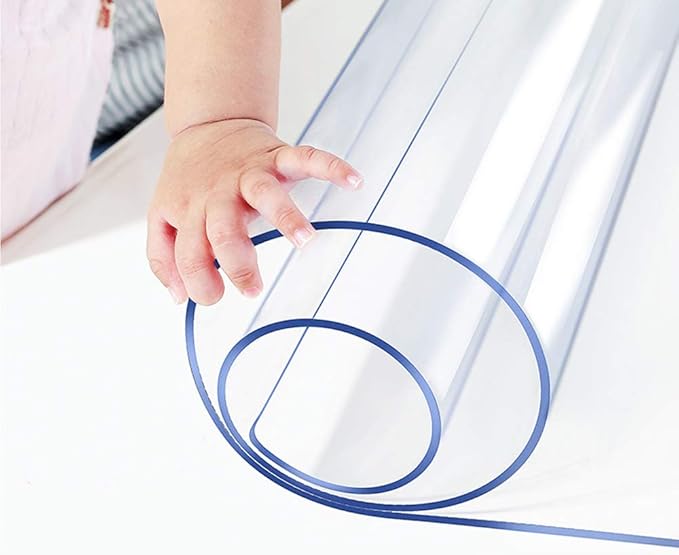 Wadrac Multi-Size Clear Table Protector Custom Eco Plastic Tablecloth Desk Cover Non-Slip Protective Pads Waterproof 5ft Long 1.5mm thcik 24x60 Rectangle Vinyl Cover PVC DeskMat for Coffee Tabletop