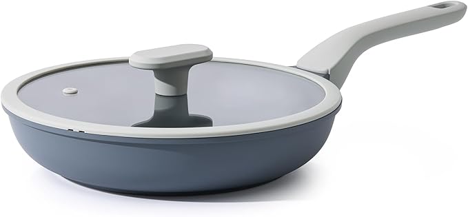 PRICUSIS Nonstick Ceramic Frying Pan with Lid, Non Toxic Skillet, Healthy Egg Pan Nonstick Omelet Pan Chef's Pan, PTFE PFOA & PFAS Free, Induction Compatible (8Inch W/L)