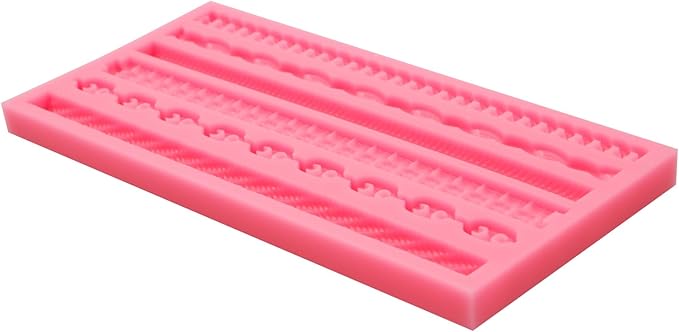 Chain and Rope Pattern Silicone Mold, 6 Designs, Pink Fondant Decorating Tool