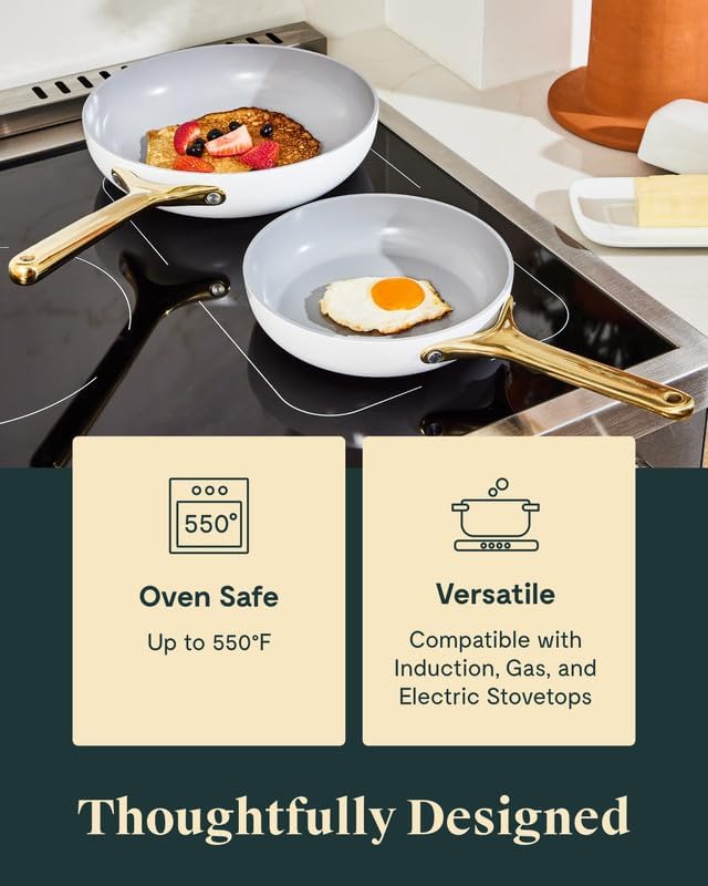 Caraway Nonstick Ceramic Mini Fry Pan (1.05 qt, 8") - Non Toxic, PTFE & PFOA Free - Oven Safe & Compatible with All Stovetops (Gas, Electric & Induction) - White