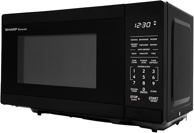 SHARP Compact Countertop Microwave Oven with Removable 10" Carousel Turntable, 700 Watt, 0.7 Cubic Feet, Black