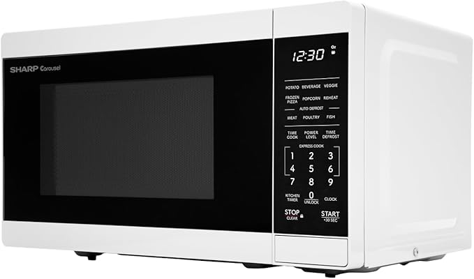 SHARP Compact Countertop Microwave Oven with Removable 10" Carousel Turntable, 700 Watt, 0.7 Cubic Feet, White