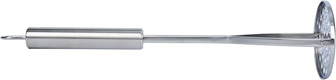 Restaurantware-German Standard Round-Faced Mashers With Ergonomic Handle, 6 Heavy-Duty Potato Mashers - Dishwashable, Durable, Stainless Steel Food Masher, For Avocado, Beans, Sweet Potatoes