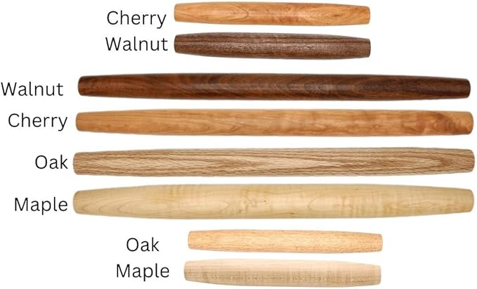 Handmade French Rolling Pin Set: 12 & 20 Wooden Rolling Pins for Baking, Dough, Pizza, Chapati, and Tortilla. Crafted in Kentucky. (Walnut, Set (12 Inch & 20 Inch))