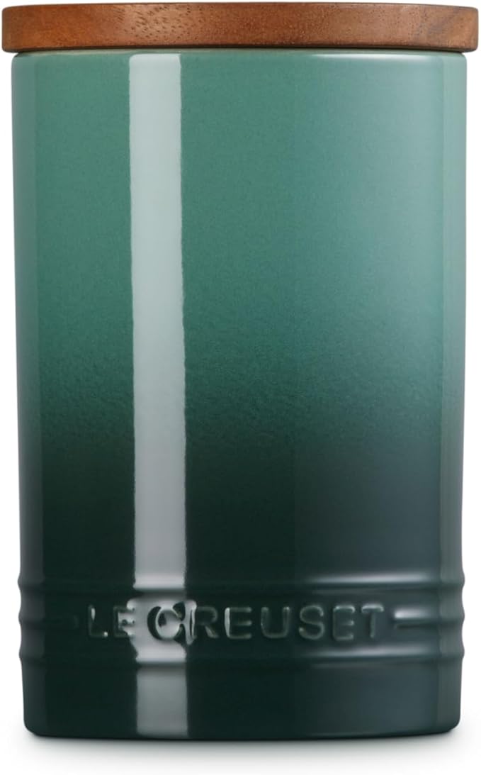 Le Creuset Signature Salt Cellar and Storage Canister with Wood Lid, 26 oz., Artichaut