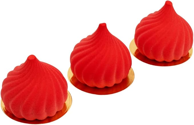 Pastry Tek 6 Cavities Spiral Silicone Mold, 1 Oven-Ready Spiral Mold - Flexible, Freezable, White Silicone Spiral Jello Mold, Easy Release, For Baking - Restaurantware