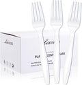 Liacere 360 Pieces White Plastic Forks - Disposable Forks - 6.7inch Heavy Duty Fork - White Plastic Utensils -Perfect for Parties Dinners Restaurants