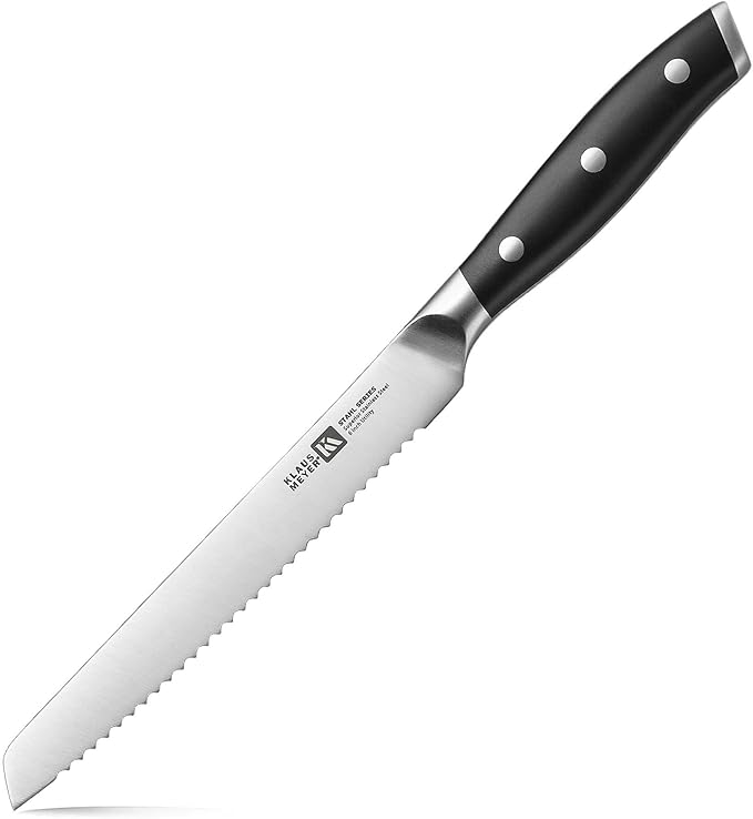 Klaus Meyer Stahl High Carbon Exclusive German Steel 6 inch Utility Serrated Knife (Black)