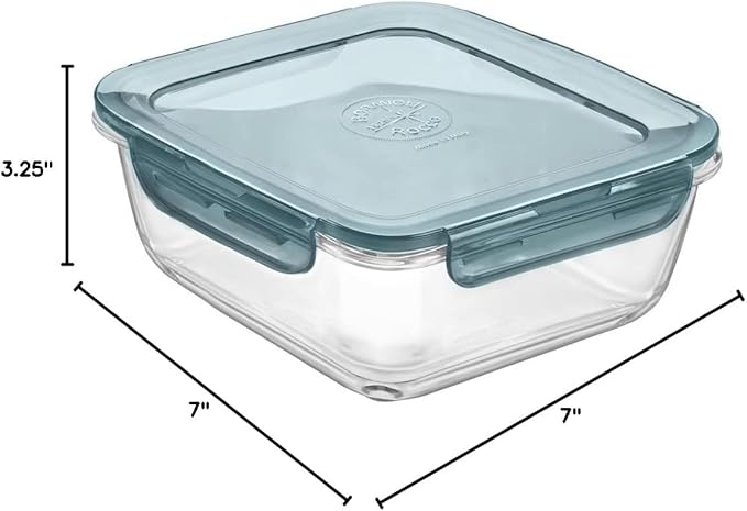 Bormioli Rocco Frigoverre Evolution Collection - 7-Inch Square Container - 1.4 Liter (47.25 oz.)- Grey