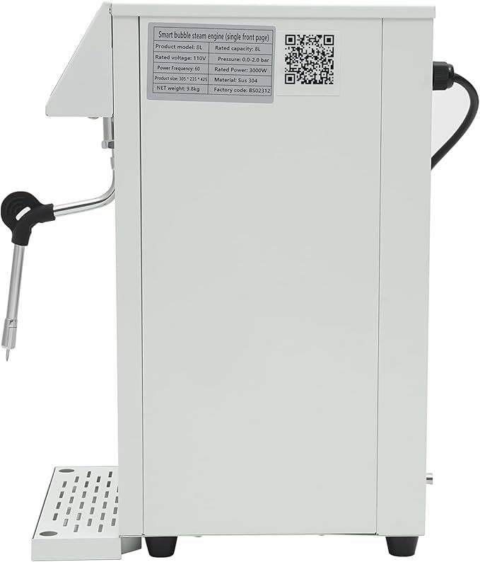 8L/2.11gal Commercial Steam Milk Frother, 3000W 5-Gear Fast Heating Milk Steamer Machine Electric Steam Milk Frothing Machine Espresso Coffee Milk Foam Machine for Bar Cafe