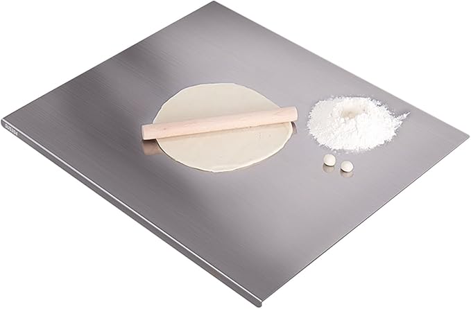 Stainless Steel Cutting Board for Kitchen - 304 Stainless Steel Chopping Boards for Baking, Double-Sided Use for Raw & Cooked Food - Ideal for Homemade Pasta, Pizza & Bread Making (15.7×23.6×0.06")
