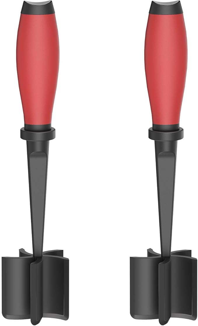 2 Meat Chopper, 5 Curve Blades Ground Beef Masher, Heat Resistant Meat Masher Tool for Hamburger Meat, Ground Beef, Turkey and More, Nylon Hamburger Chopper Utensil Non-scratch Utensils-red