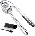 Premium Garlic Press Stainless Steel - Elevate Your Culinary Experience with Our Premium Garlic Mincer, Crusher & Peeler Set, Dishwasher Safe & Rust-proof (Silver)