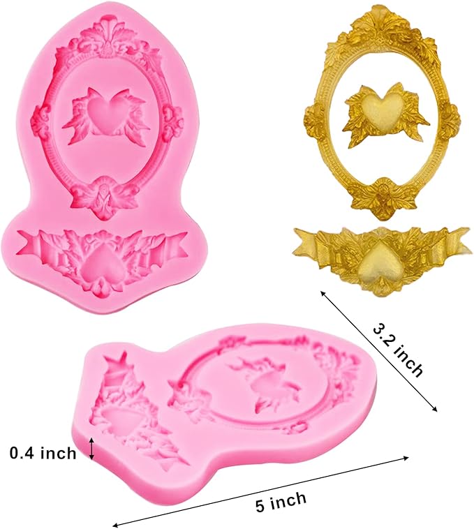 3 Pack Baroque Fondant Molds, Silicone, Scroll Border Lace, Curlicues, Gum Paste, Candy, Chocolate, Baking Molds, Birthday, Wedding, Party, DIY Cake