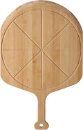 16' Bamboo Pizza Peel - Lightweight Smooth Wooden Paddle and Pizza Cutting Board with 8 Slice Grooves, Outdoor Oven Accessories, 23.6 x 16 Inch