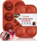 6-Cavity Medium Semi-Sphere Silicone Molds - Hot Chocolate Bomb Molds for Baking, Dome Cakes, Candy, Jelly & Mousse - Reusable, Non-Stick Half Sphere Chocolate Mold Set (2 Pack)