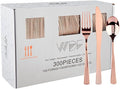 WDF 300 Pieces Rose Gold Plastic Silverware- Disposable Flatware Set - Heavy Duty Plastic Cutlery Includes 100 Forks, 100 Spoons, 100 Knives Perfect for Wedding, Party