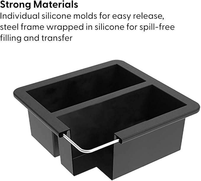 W&P Cup Cubes Silicone Freezer Tray with Lid, Charcoal, Makes 2 Perfect 2-Cup Portions, Freeze & Store Soup, Broth, Sauce, Leftovers, Dishwasher Safe