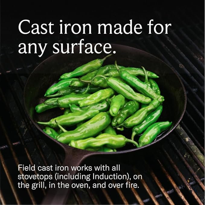 Field Company 11.63-Inch Cast Iron Skillet – Large, Lightweight & Smooth, Made in USA, Pre-seasoned with Organic Oil – Ideal for 4+ Servings (No.10)