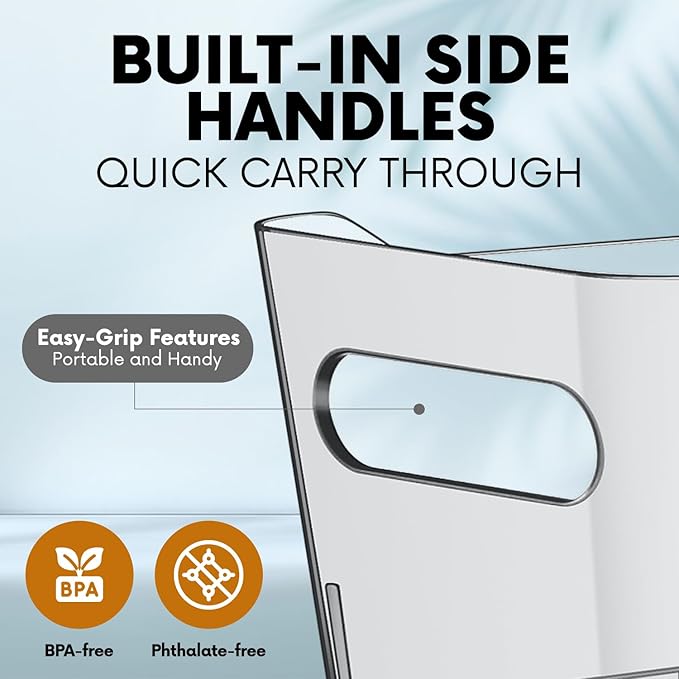Clear Plastic Storage Bins, Perfect for Kitchen Organization or Pantry Organizers and Storage, Refrigerator Freezer Fridge Organizer Storage Containers Bin for Organizing Medicine Cabinet Organizer