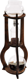 Cold Brew Drip Coffee Maker, 600ml/20.29 Ice Coffee Brewer Machine Cold-Drip Coffee Tower with Glass Container Wood Stand for Home Office