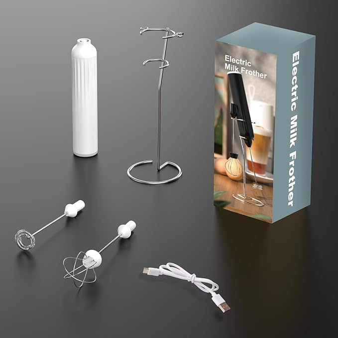 Mulli Milk Frother for Coffee with Rechargeable and Stand Set,Handheld Frother Electric Whisk, Milk Foamer, Mini Mixer and Coffee Blender Frother for Frappe, Latte, Matcha