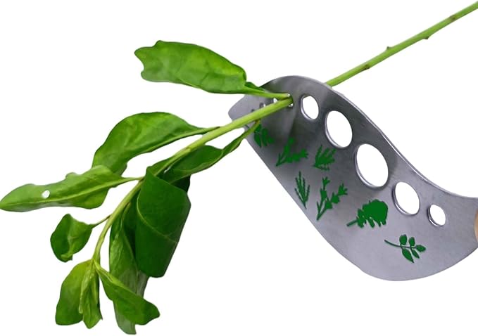Herb Stripper Tool with 9 Sizing Holes Food-Grade Stainless Steel Leaf Remover for Cooking, Compact Kitchen Gadget with Blade & Safety Cover for collards parsley cilantro goji