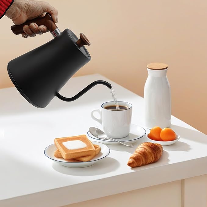 1200W Gooseneck Electric Kettle, Adjustable Temperature Constant Temperature Electric Kettle, 0.9L Pour Over Kettle for Coffee & Tea, Quick Heating, Stainless Steel Inner Lid (Black)