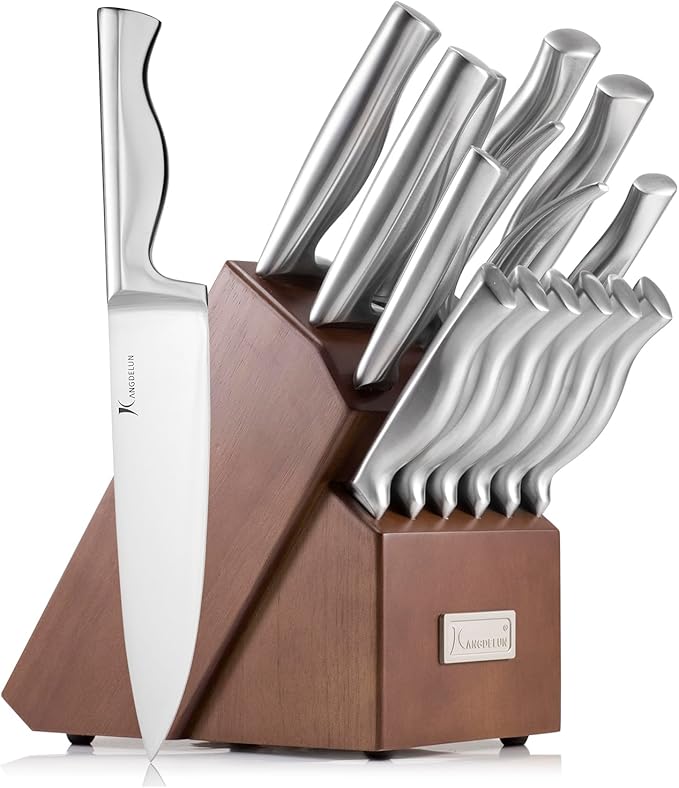 15 PCS Kitchen Knife Set with Non-Slip Handle, Ultra Sharp High Carbon Stainless Steel