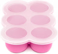 WeeSprout Silicone Freezer Tray with Clip on Lid Perfect Food Storage Container for Homemade Baby Food, Vegetable, Fruit Purees, and Breast Milk (Bright Pink, Six 3 Ounce Sections)