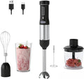 Cordless Immersion Hand Blender, 5-in-1 Variable Speed blender handheld,Rechargeable with 2000mAh Battery, BPA-Free & Dishwasher-Safe Accessories:700ml Beaker,Chopper,Whisk & Milk Frother,Black