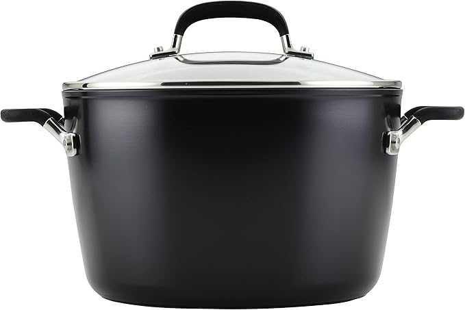 KitchenAid 84805 Hard Anodized Nonstick Stockpot with Lid, 8 Quart - Onyx Black