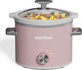Sunvivi 2 Quart Slow Cooker, Small Slow Cooker with Removable Ceramic Pot, Food Warmer with 3 Heating Settings & Dishwasher Safe Glass Lid, Pink