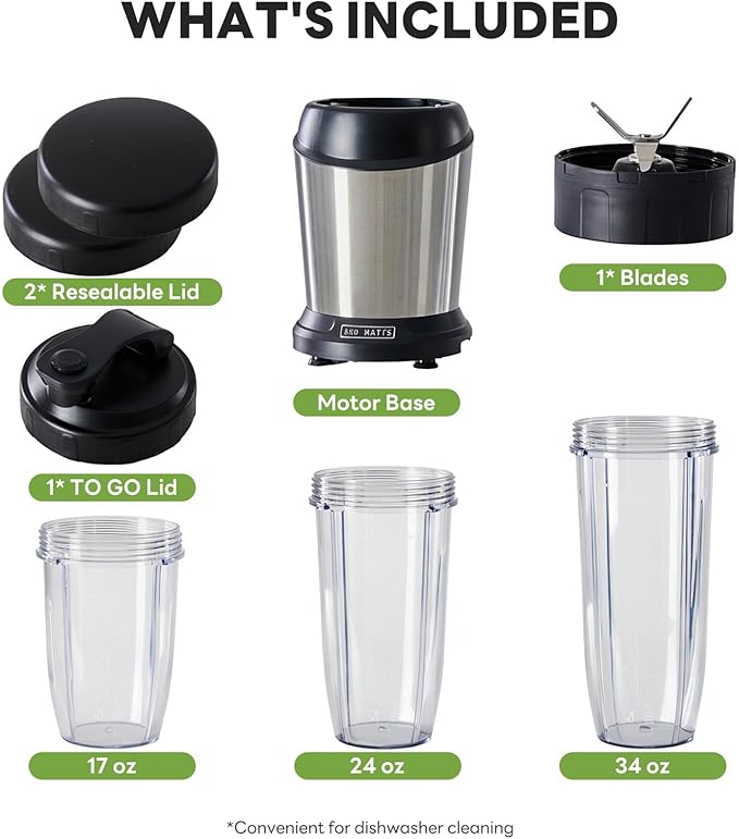 Sweetcrispy Smoothie Blender, Personal Blender Set for Kitchen, Smoothies Maker With BPA-Free Portable Cups For Shakes, Sauces, Juice, Ice Crushing