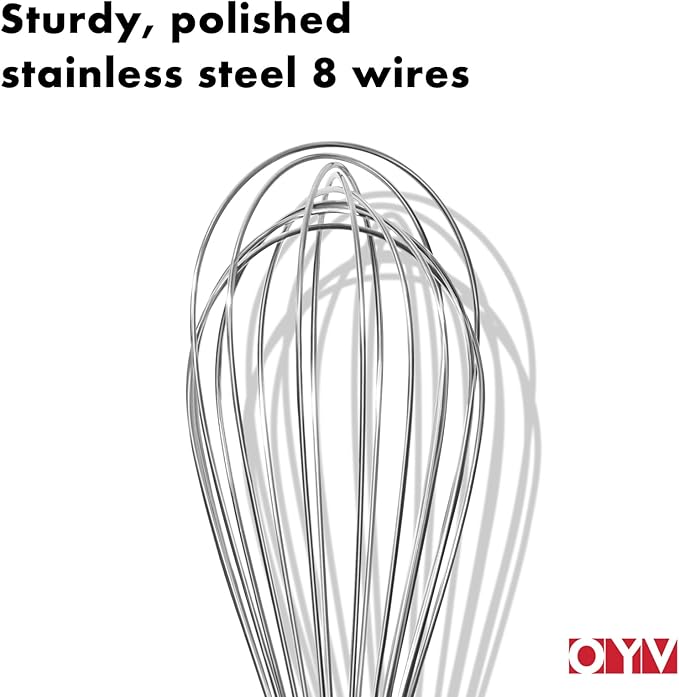 12" Whisk for Cooking, Ergonomic Handle, Dishwasher Safe 18/10 Stainless Steel Whisk, Professional Kitchen Wire Whisk, Perfect for Blending, Whisking, Baking, and Beating
