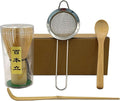 Matcha Whisk Set 4 Pieces Set for Matcha Beginners, Including a Traditional Bamboo Whisk, Spoon, Tea Sieve and Bamboo Spoon