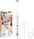 DSP Milk Frother Handheld Rechargeable, Frother for Coffee, Drink Mixer with 3 Speeds 10200RPM, Kitchen Powerful Frother Wand, Suitable for Stirring Eggs, Milk, Juice, Milk Powder (Snow White)
