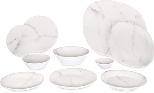 Carlisle FoodService Products Ridge Reusable Plastic Bowl Soup Bowl for Home and Restaurant, Melamine, 8 Ounces, Marble, (Pack of 24)