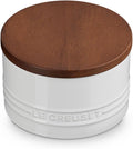 Le Creuset Signature Salt Cellar and Storage Canister with Wood Lid, 16 oz., White