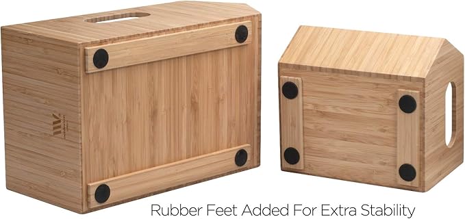 MobileVision Bamboo Storage Bins for Pantry & Kitchen Cabinet Organizer Multi-Purpose 2 PC Stackable Set for Canned Goods, Vegetables, Pouches, Boxed Meals & more