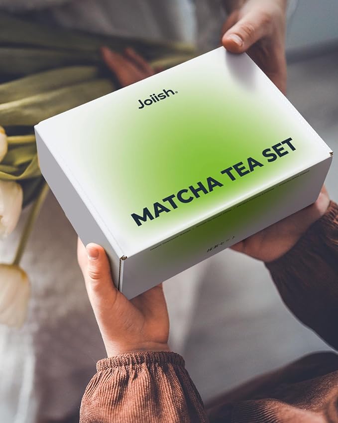 7 Pcs Matcha Kit Set, Matcha Whisk and Bowl with Spout, Powder Sifter, Whisk Holder, Bamboo Scoop and Scoop Rest, Perfect Prepare Tools for Making Matcha Tea (Charcoal Grey)