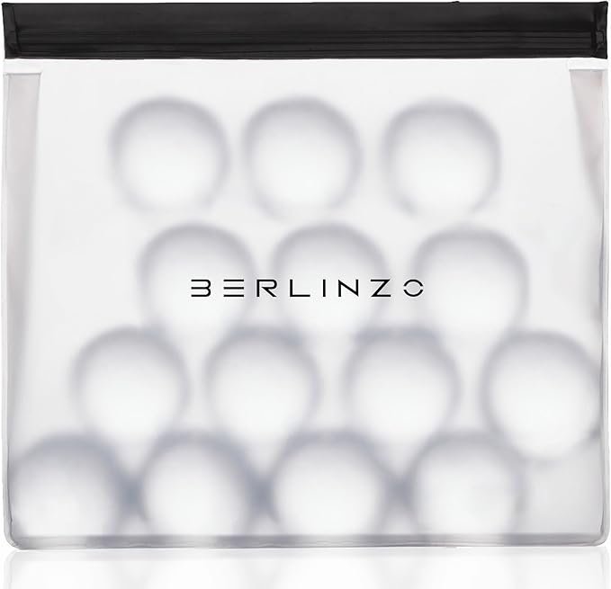 BERLINZO Large Reusable Ice Storage Bag - Freezer Safe Leak Proof Silicone and Plastic-Free Lunch Bag for Ice and Food Storage - BPA-Free XL Size