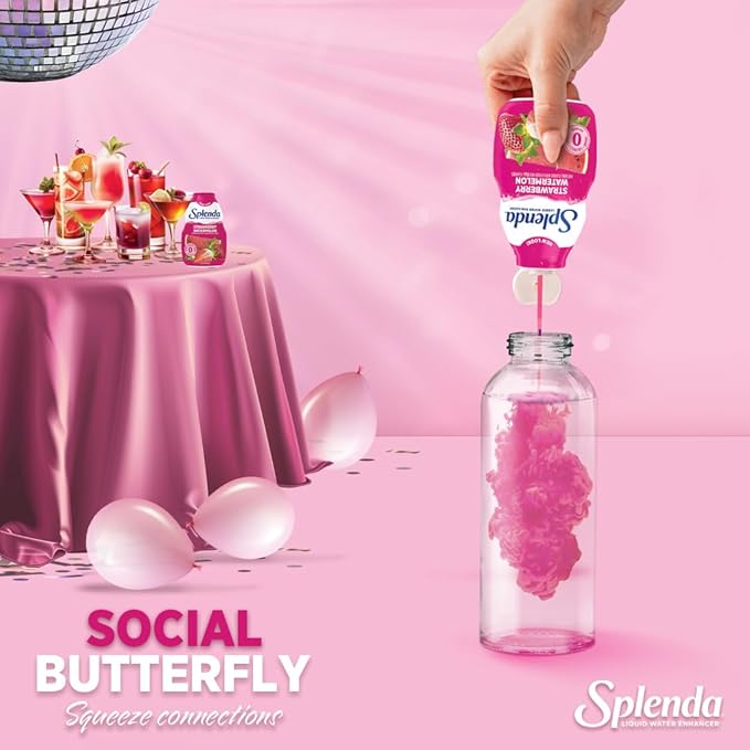SPLENDA Liquid Water Enhancer Drops, Sugar Free, Zero Calorie, Natural Flavor, Concentrated Drink Mix, 3.11 Fl Oz Each Bottle (Strawberry Watermelon, 1 Pack)