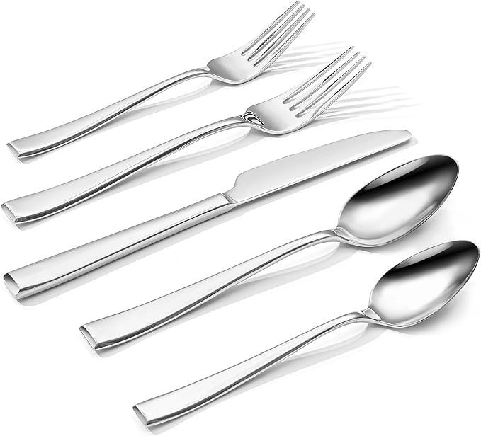 KINGSTONE Mirror Polish Silverware Set for 6, 30-Piece 18/10 Stainless Steel Flatware Set, Dishwasher Safe Cutlery Set for Wedding, Home, Restaurant, Knives Spoons and Forks Set
