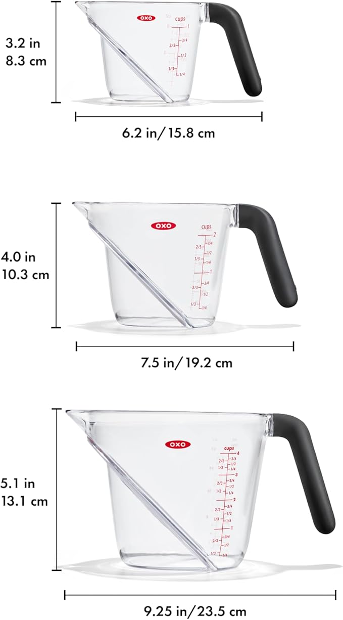 OXO Good Grips 3-Piece Angled Measuring Cup Set – Tritan Renew (Pack of 12)