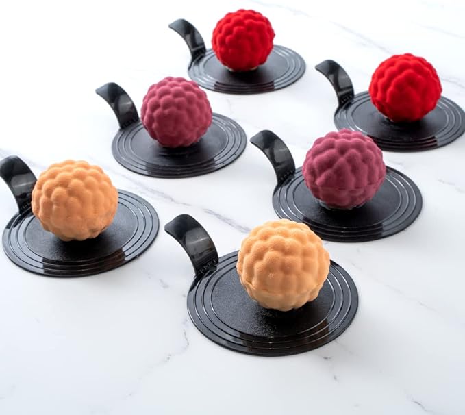 Pastry Tek 4 Cavities Fruit Silicone Molds, 10 Oven-Ready Berry Molds - Flexible, Freezable, White Silicone Lychee Berry Molds, Easy Release, For Baking