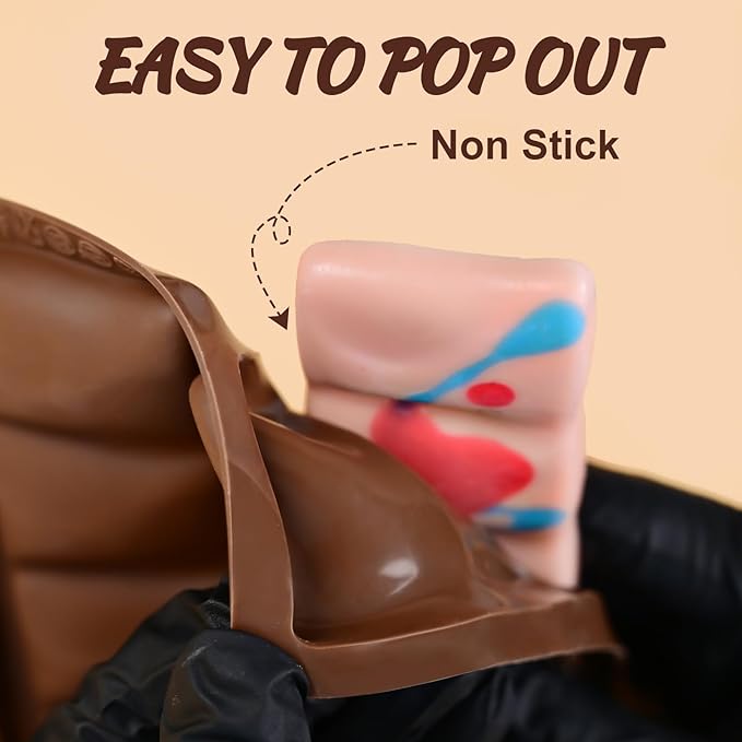 2 Packs Silicone Chocolate Bar Mold, Non Stick Dubai Pistachio Knafeh Chocolate Molds, Break Apart Design 6 Cavities Candy Bar Mold, Dubai Pistachio