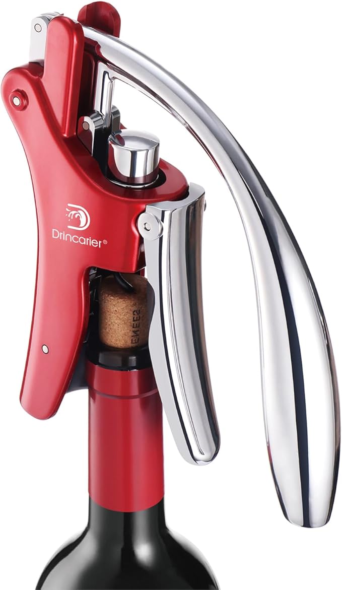Vertical Lever Corkscrew with Non-Stick Worm, Compact Rabbit Wine Opener Wine Bottle Opener with built-in Foil Cutter